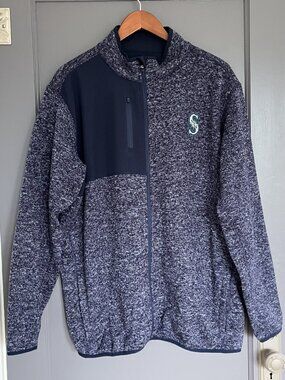 Antigua Seattle Mariners Men's XL Full Zip Sweater Knit Jacket Fleece Blue MLB